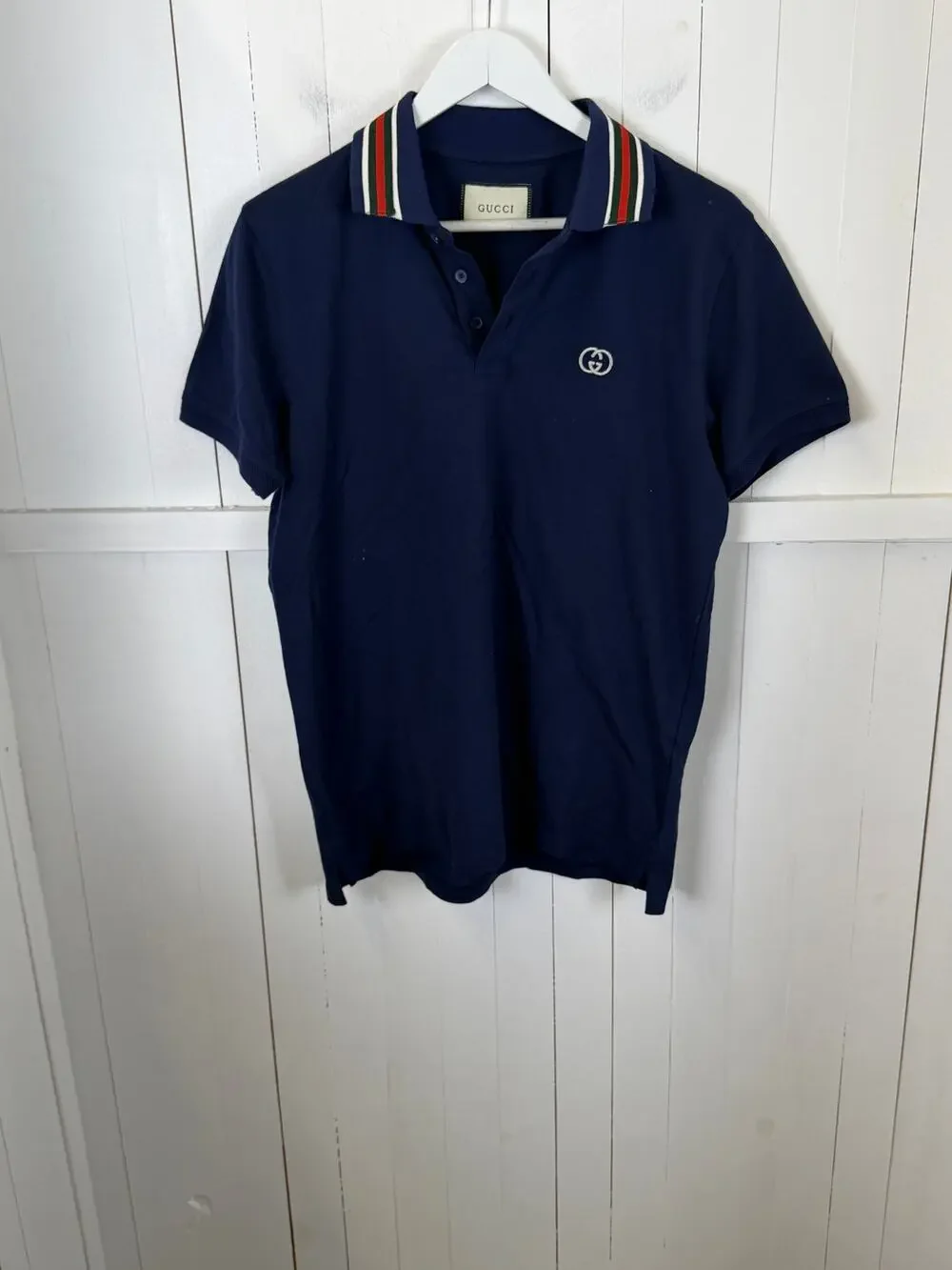 Gucci Blue Cotton Polo Shirt Men's Size M Pre-Owned